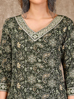 Thumbnail for Embroidered & Printed Casual Wear Kurta With Printed Pant & Dupatta, Multicolor - Hiral Fashion - Distacart