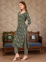 Thumbnail for Embroidered & Printed Casual Wear Kurta With Printed Pant & Dupatta, Multicolor - Hiral Fashion - Distacart