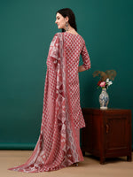 Thumbnail for Embroidered & Printed Kurta With Pant & Dupatta, Pink - Hiral Fashion - Dista