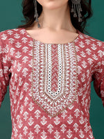 Thumbnail for Embroidered & Printed Kurta With Pant & Dupatta, Pink - Hiral Fashion - Dista