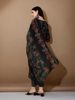 Thumbnail for Floral Printed Kurta With Pant & Dupatta, Black - Hiral Fashion - Dista