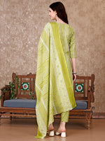 Thumbnail for Printed Kurta With Printed Pant & Dupatta, Multicolor - Hiral Fashion - Distacart