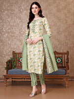 Thumbnail for Floral Printed Kurta With Printed Pant & Dupatta, Multicolor - Hiral Fashion - Distacart
