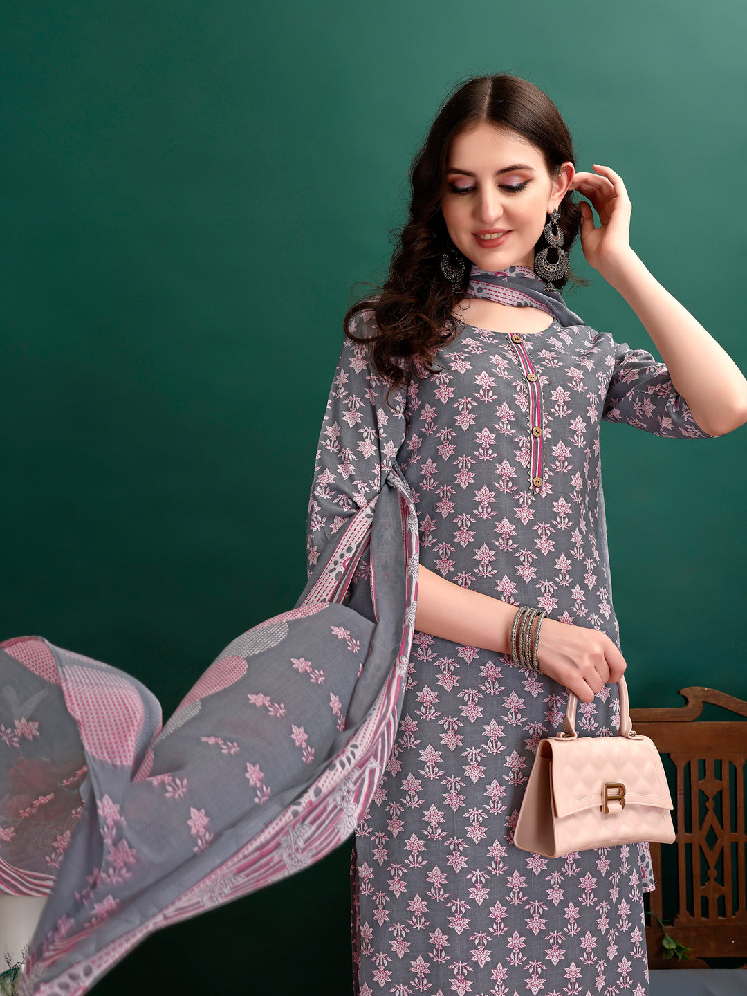 Ethnic Motifs Printed Kurta With Ethnic Motifs Printed Kurta With Printed Pant & Dupatta, Multicolor - Hiral Fashion - Dista