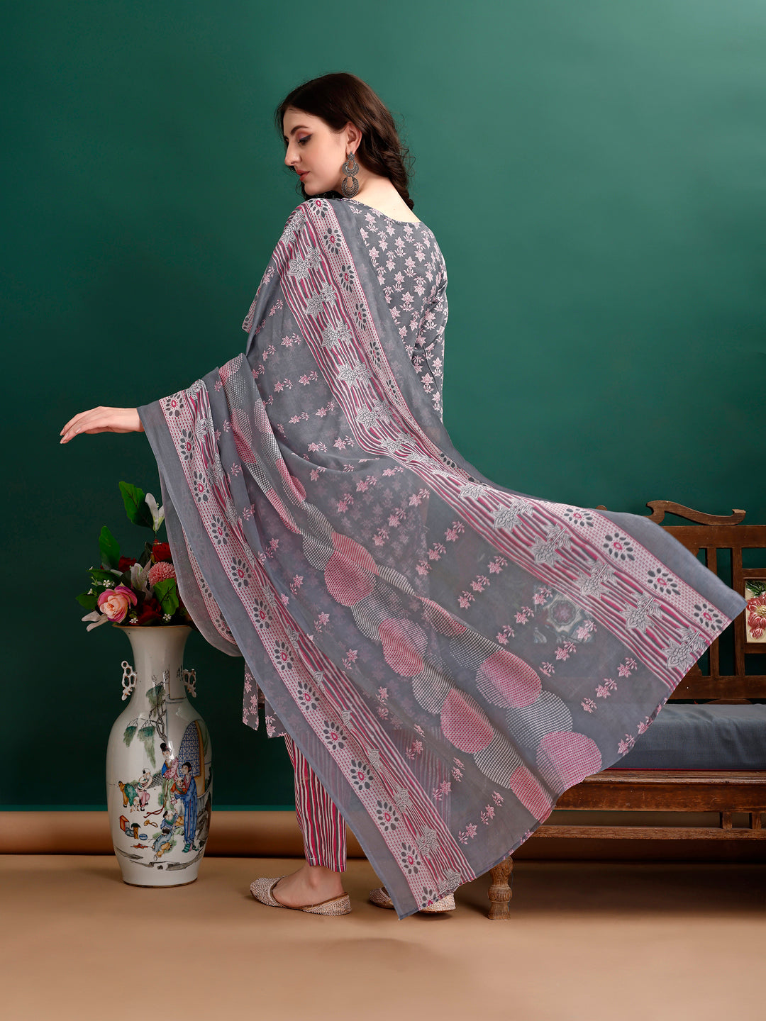 Ethnic Motifs Printed Kurta With Ethnic Motifs Printed Kurta With Printed Pant & Dupatta, Multicolor - Hiral Fashion - Dista