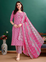 Thumbnail for Ethnic Motifs Printed Kurta With Ethnic Motifs Printed Kurta With Printed Pant & Dupatta, Multicolor - Hiral Fashion - Distacart