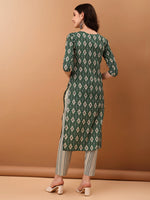 Thumbnail for Ethnic Motifs Printed Kurta With Pant & Dupatta, Green - Hiral Fashion - Distacart