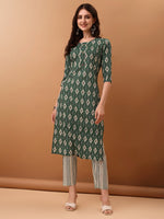 Thumbnail for Ethnic Motifs Printed Kurta With Pant & Dupatta, Green - Hiral Fashion - Distacart
