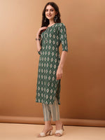 Thumbnail for Ethnic Motifs Printed Kurta With Pant & Dupatta, Green - Hiral Fashion - Distacart