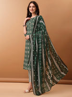 Thumbnail for Ethnic Motifs Printed Kurta With Pant & Dupatta, Green - Hiral Fashion - Distacart