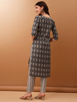 Thumbnail for Ethnic Motifs Printed Kurta With Pant & Dupatta, Grey - Hiral Fashion - Distacart