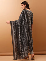 Thumbnail for Ethnic Motifs Printed Kurta With Pant & Dupatta, Grey - Hiral Fashion - Distacart