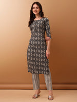 Thumbnail for Ethnic Motifs Printed Kurta With Pant & Dupatta, Grey - Hiral Fashion - Distacart