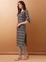 Thumbnail for Ethnic Motifs Printed Kurta With Pant & Dupatta, Grey - Hiral Fashion - Distacart