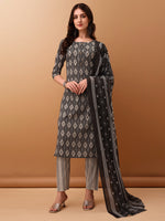 Thumbnail for Ethnic Motifs Printed Kurta With Pant & Dupatta, Grey - Hiral Fashion - Distacart