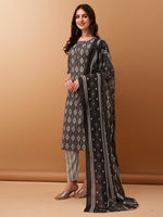Thumbnail for Ethnic Motifs Printed Kurta With Pant & Dupatta, Grey - Hiral Fashion - Distacart