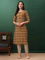 Thumbnail for Ethnic Motifs Printed Kurta With Pant & Dupatta, Mustard - Hiral Fashion - Distacart