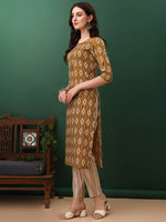 Thumbnail for Ethnic Motifs Printed Kurta With Pant & Dupatta, Mustard - Hiral Fashion - Distacart