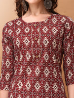 Thumbnail for Ethnic Motifs Printed Kurta With Pant & Dupatta, Wine - Hiral Fashion - Distacart