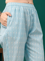 Thumbnail for Floral Printed Kurta With Pant & Dupatta, Blue - Hiral Fashion - Dista