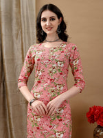 Thumbnail for Floral Printed Kurta With Pant & Dupatta, Peach - Hiral Fashion - Distacart