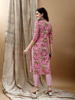 Thumbnail for Floral Printed Kurta With Pant & Dupatta, Pink - Hiral Fashion - Dista