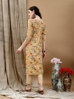 Thumbnail for Floral Printed Kurta With Pant & Dupatta, Yellow - Hiral Fashion - Dista