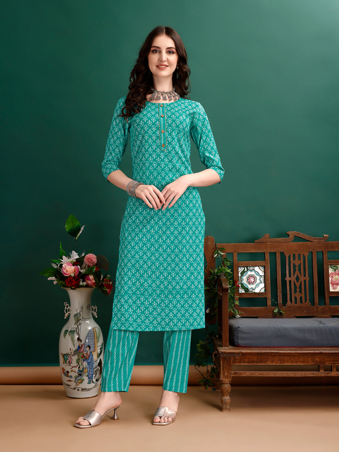 Ethnic Motifs Printed Kurta With Pant & Dupatta, Blue - Hiral Fashion - Dista