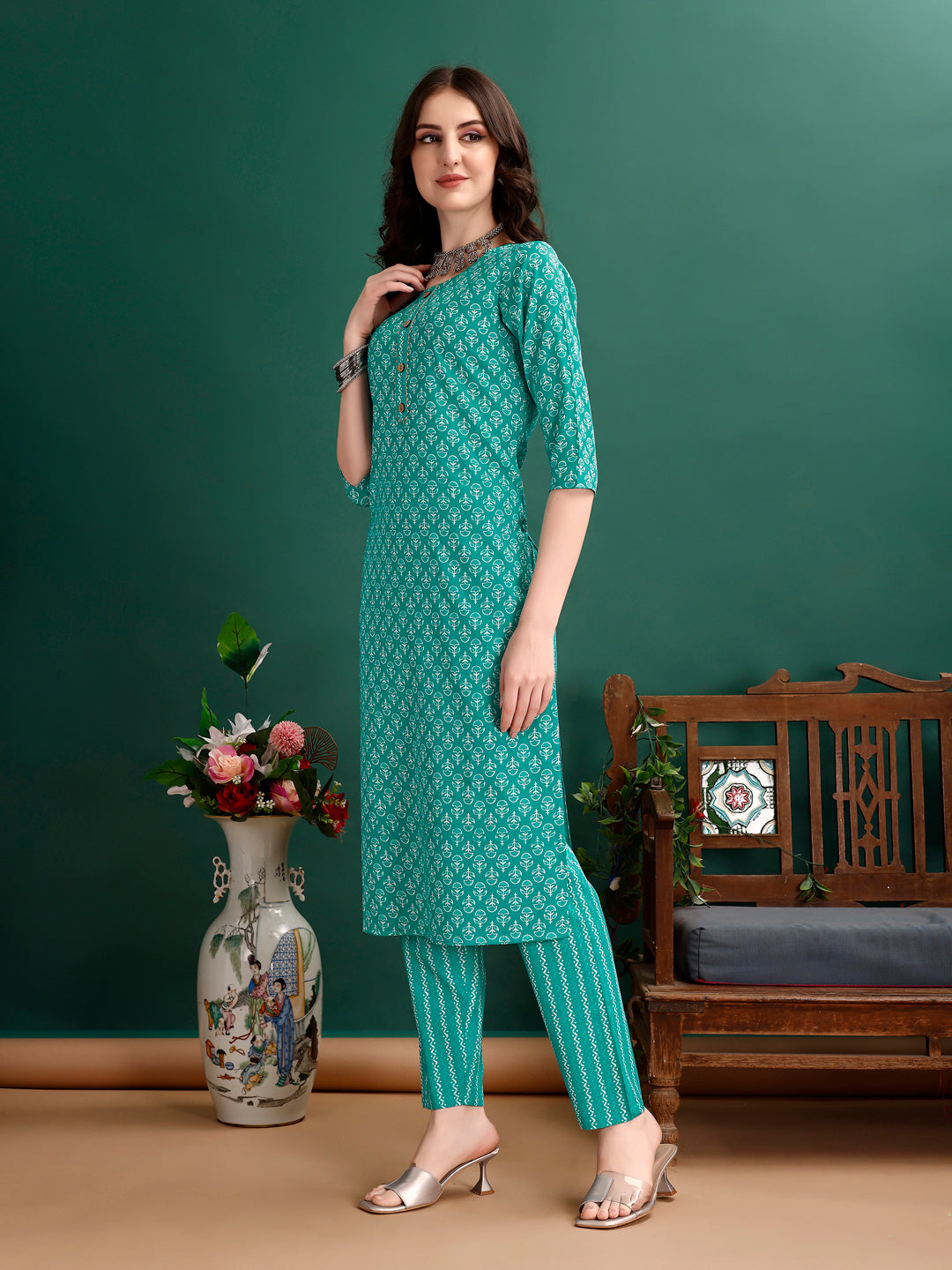 Ethnic Motifs Printed Kurta With Pant & Dupatta, Blue - Hiral Fashion - Dista