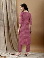 Thumbnail for Ethnic Motifs Printed Kurta With Pant & Dupatta, Pink - Hiral Fashion - Distacart