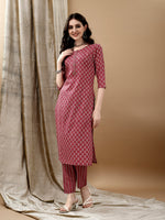 Thumbnail for Ethnic Motifs Printed Kurta With Pant & Dupatta, Pink - Hiral Fashion - Distacart
