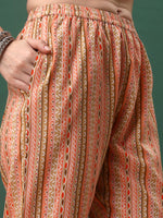 Thumbnail for Floral Printed Kurta With Pant & Dupatta, Orange - Hiral Fashion - Distacart