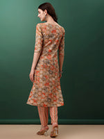 Thumbnail for Floral Printed Kurta With Pant & Dupatta, Orange - Hiral Fashion - Distacart
