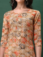 Thumbnail for Floral Printed Kurta With Pant & Dupatta, Orange - Hiral Fashion - Distacart