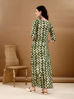 Thumbnail for Chevron Printed Kurta With Palazzo Pant & Dupatta, Green - Hiral Fashion - Distacart