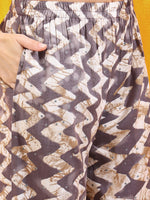 Thumbnail for Chevron Printed Kurta With Palazzo Pant & Dupatta, Grey - Hiral Fashion - Distacart
