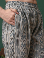 Thumbnail for Floral Printed Kurta With Pant & Dupatta, Navy Blue - Hiral Fashion - Distacart