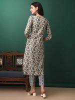 Thumbnail for Floral Printed Kurta With Pant & Dupatta, Navy Blue - Hiral Fashion - Distacart