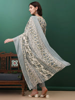 Thumbnail for Floral Printed Kurta With Pant & Dupatta, Navy Blue - Hiral Fashion - Distacart