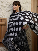 Thumbnail for Floral Printed Flared Kurta With Pant & Dupatta, Black - Hiral Fashion - Distacart
