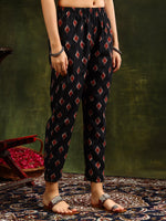 Thumbnail for Ethnic Motifs Printed Aline Kurta With Pant & Dupatta, Black - Hiral Fashion - Distacart