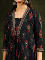 Thumbnail for Ethnic Motifs Printed Aline Kurta With Pant & Dupatta, Black - Hiral Fashion - Distacart