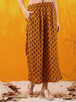 Thumbnail for Floral Printed A-Line Flared Kurta With Palazzo & Dupatta, Mustard - Hiral Fashion - Distacart