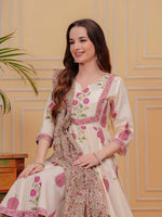 Thumbnail for Ethnic Motifs Printed Anarkali Kurta With Pant & Dupatta, Pink - Hiral Fashion - Distacart