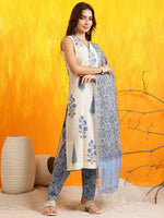 Thumbnail for Ethnic Motifs Printed Kurta With Pant & Printed Dupatta, Aqua-Blue - Hiral Fashion - Distacart