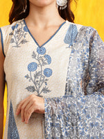 Thumbnail for Ethnic Motifs Printed Kurta With Pant & Printed Dupatta, Aqua-Blue - Hiral Fashion - Distacart