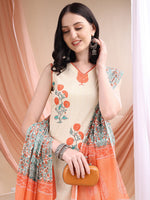 Thumbnail for Ethnic Motifs Printed Kurta With Pant & Printed Dupatta, Orange - Hiral Fashion - Distacart