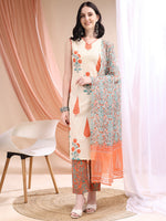 Thumbnail for Ethnic Motifs Printed Kurta With Pant & Printed Dupatta, Orange - Hiral Fashion - Distacart