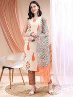 Thumbnail for Ethnic Motifs Printed Kurta With Pant & Printed Dupatta, Orange - Hiral Fashion - Distacart