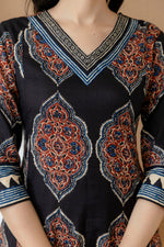 Thumbnail for Ethnic Motif Printed Anarkali Kurta Set With Matching Pants & Dupatta, Black - Hiral Fashion - Distacart